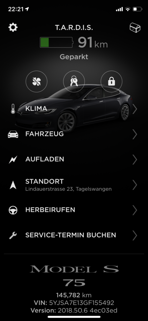 App Screenshot Tesla Model S